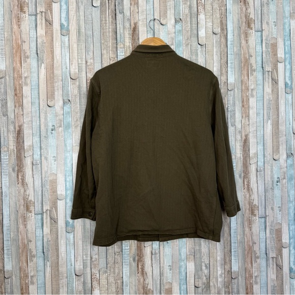 Wallace & Barnes M Olive Green Shirt Jacket Utility Herringbone J Crew Workshirt - Picture 3 of 5